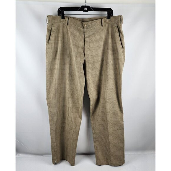 Nike Golf Pants Men 38x32 Tech Performance Fit Dry Khaki Plaid 335935-235 - Picture 1 of 11